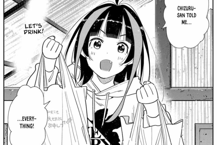 Spoilers of Manga Kanojo, Okarishimasu Chapter 389 English Subtitle, Chizuru is thinking about Kazuya